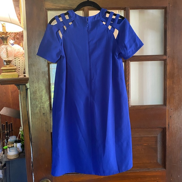 Lulus Shoulder Shrug Cobalt Blue Shift Dress - Picture 3 of 9